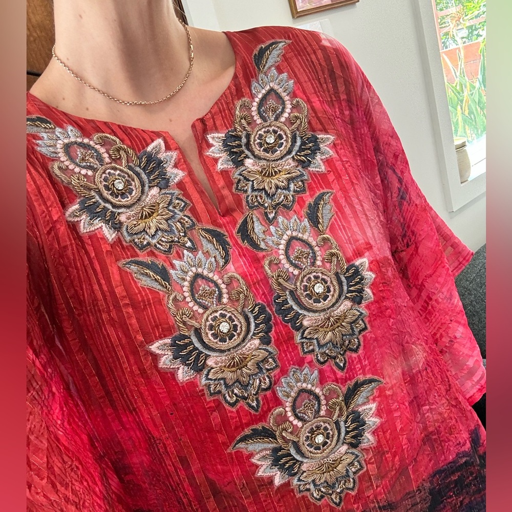 Beautiful embellished bohemian tunic dress or beach cover soft surroundings